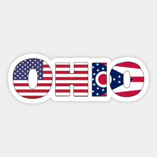 Ohio State flag/ American flag logo Sticker